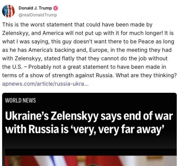 "Цей хлопець не хоче миру": Трамп напав на Зеленського через заяву про "далеке" закінчення війни