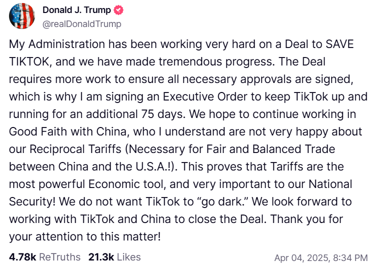 Трамп відтермінував продаж TikTok, а Китай призупинив перемовини зі США щодо угоди