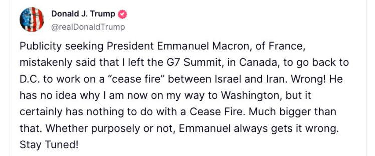 Трамп достроково покинув саміт G7. Підсумки його візиту