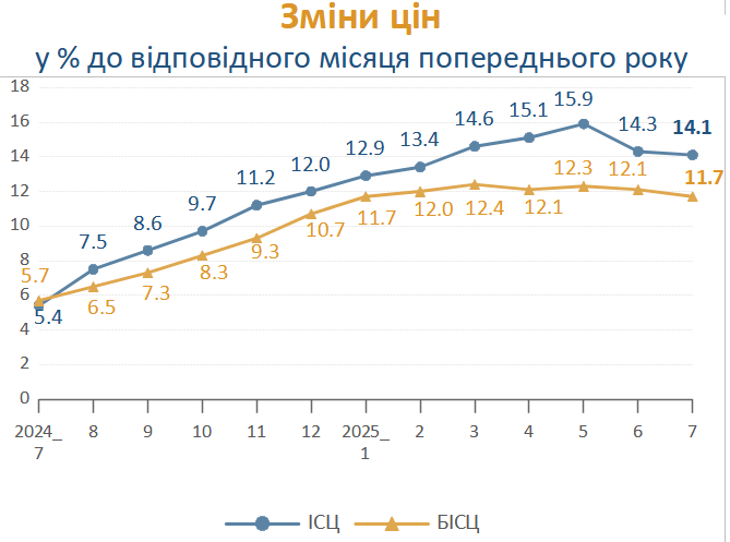 Інфляція в Україні сповільнилася до 14,1% у липні — Держстат
