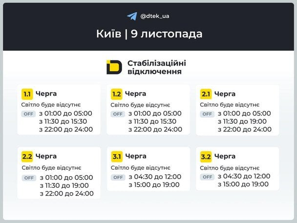 Світло вимикатимуть за новими графіками: де 9 листопада будуть відключення
