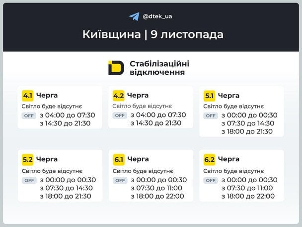 Світло вимикатимуть за новими графіками: де 9 листопада будуть відключення
