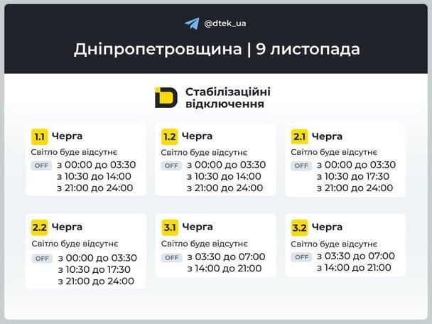 Світло вимикатимуть за новими графіками: де 9 листопада будуть відключення