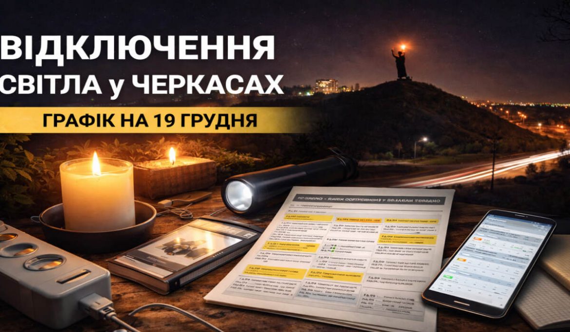 Відключення світла на Черкащині 19 грудня — погодинний графік для всіх черг