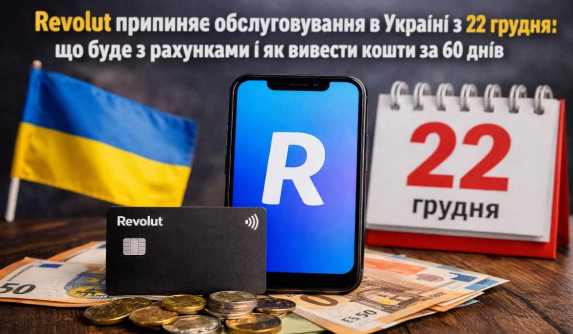 Revolut припиняє роботу в Україні з 22 грудня: як вивести кошти за 60 днів