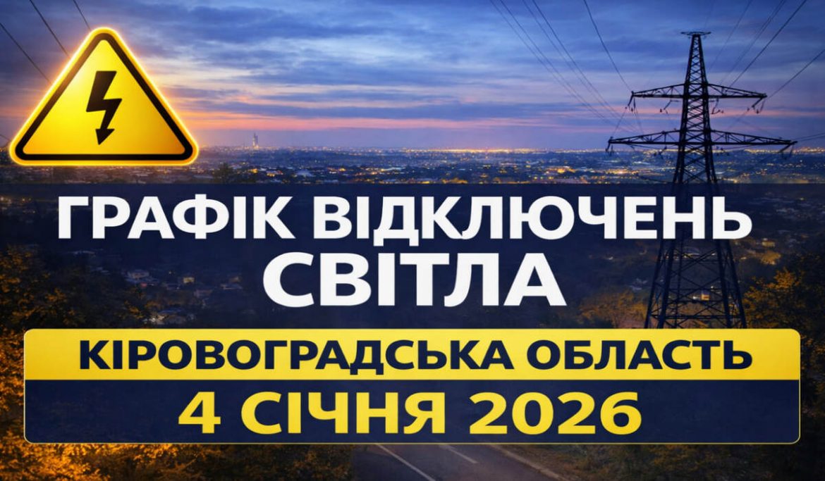 Графік відключень світла на Кіровоградщині 4 січня 2026 року: повний ГПВ