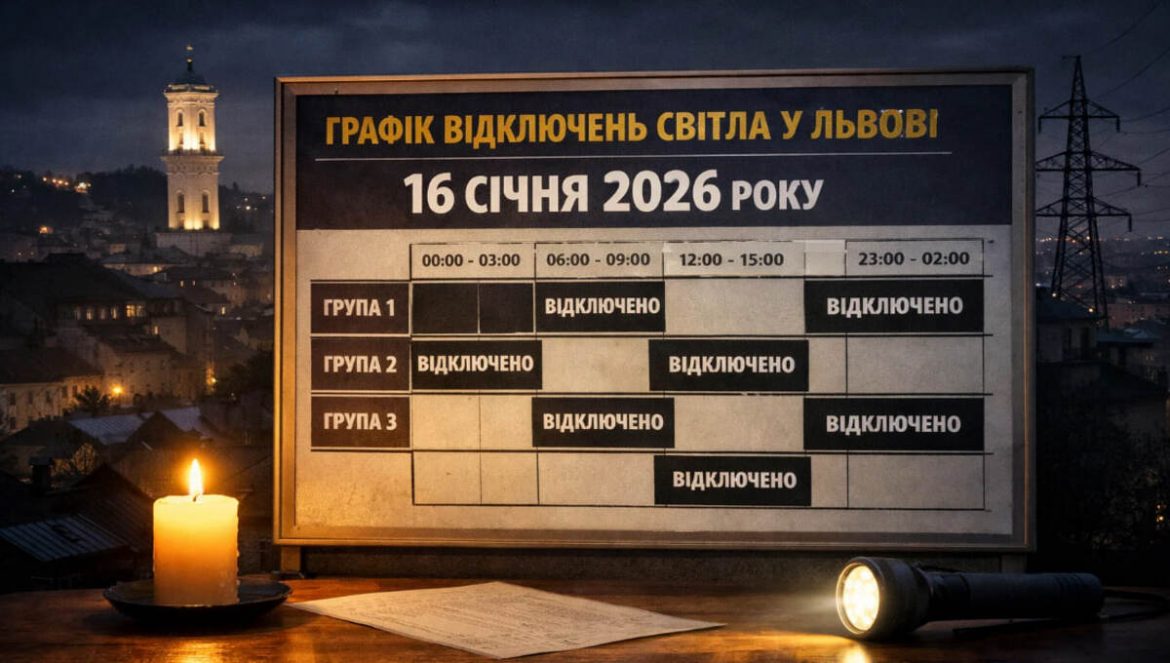 Графік відключень світла у Львові на 16 січня 2026 року