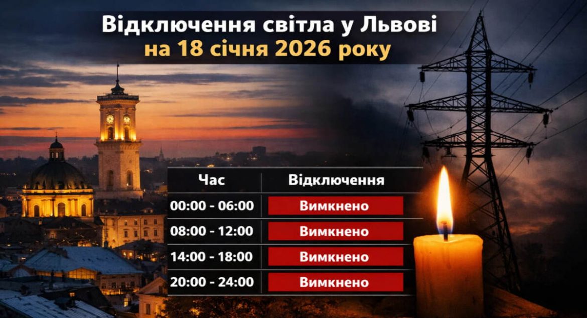 Графік відключень світла у Львові на 18 січня 2026 року