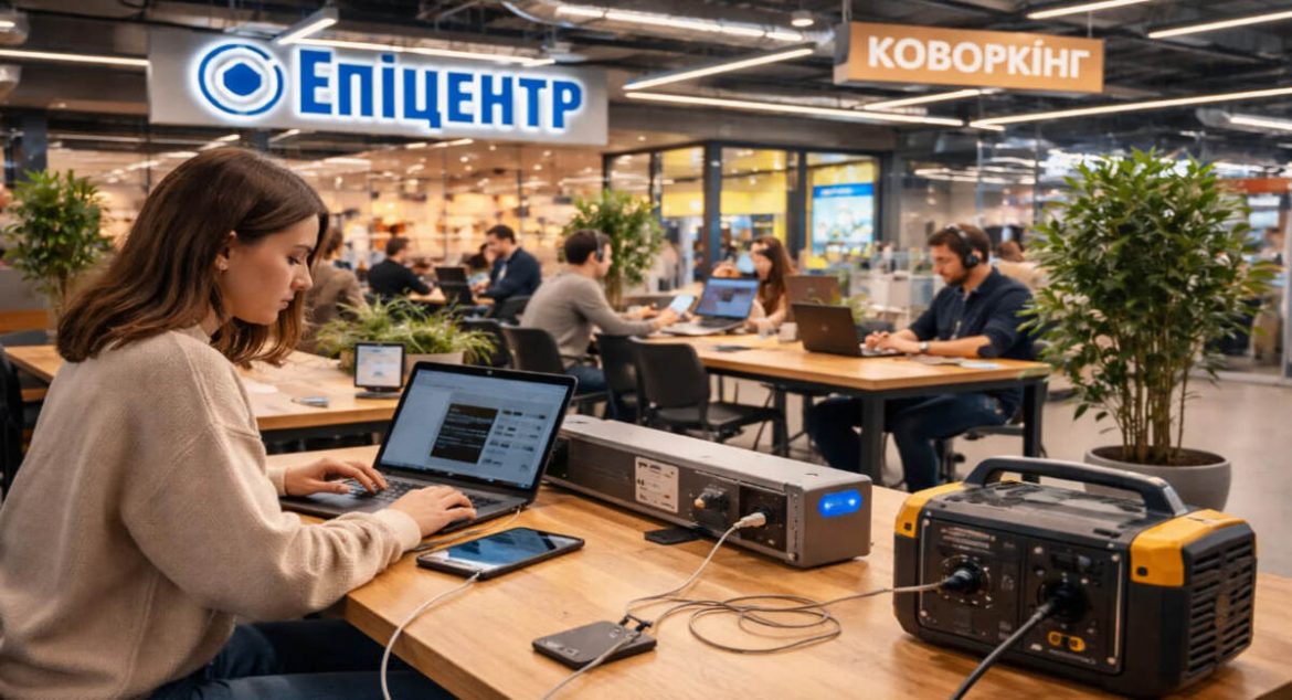 Де попрацювати без світла в Києві: коворкінг в «Епіцентрі» на Почайній — генератори, розетки та підзарядка гаджетів