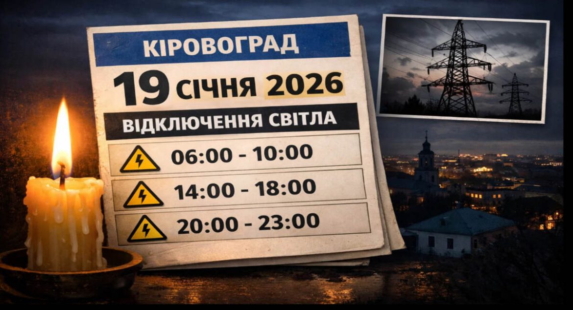 Графік відключень світла у Кіровограді на 19 січня 2026 року