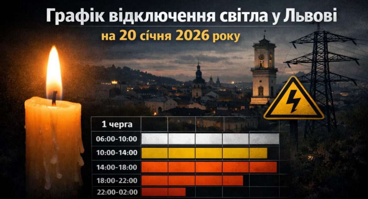 Графік відключень світла у Львові на 20 січня 2026 року