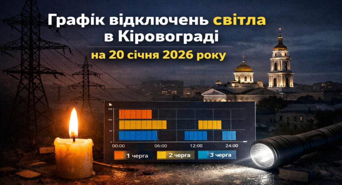 Графік відключень світла у Кіровограді на 20 січня 2026 року