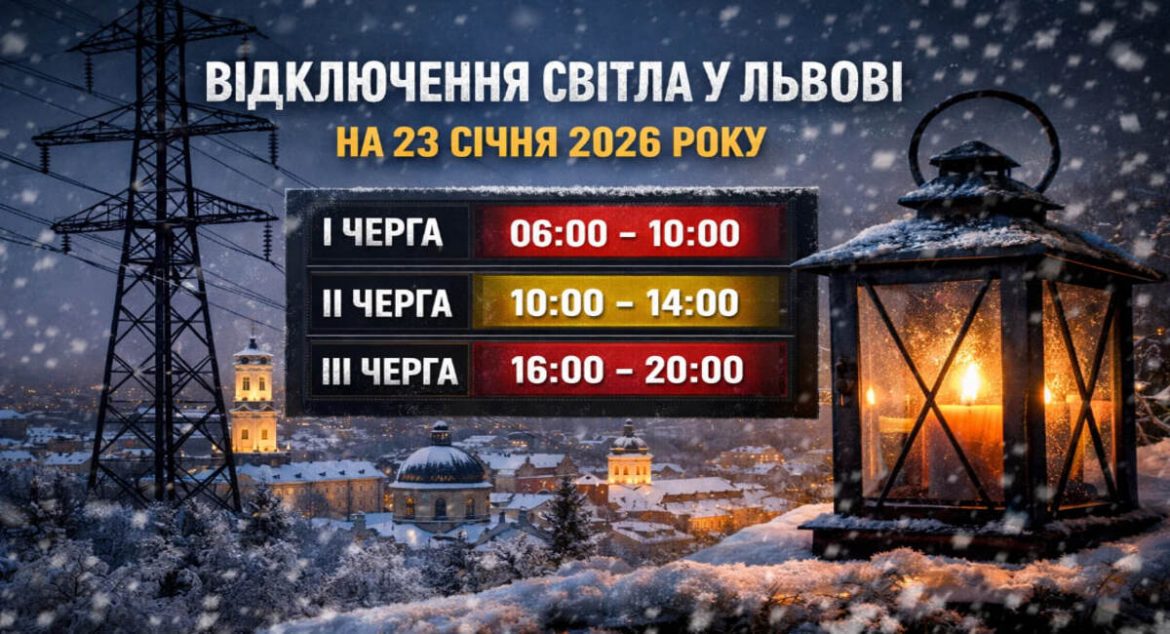 Графік відключень світла у Львові на 23 січня 2026 року