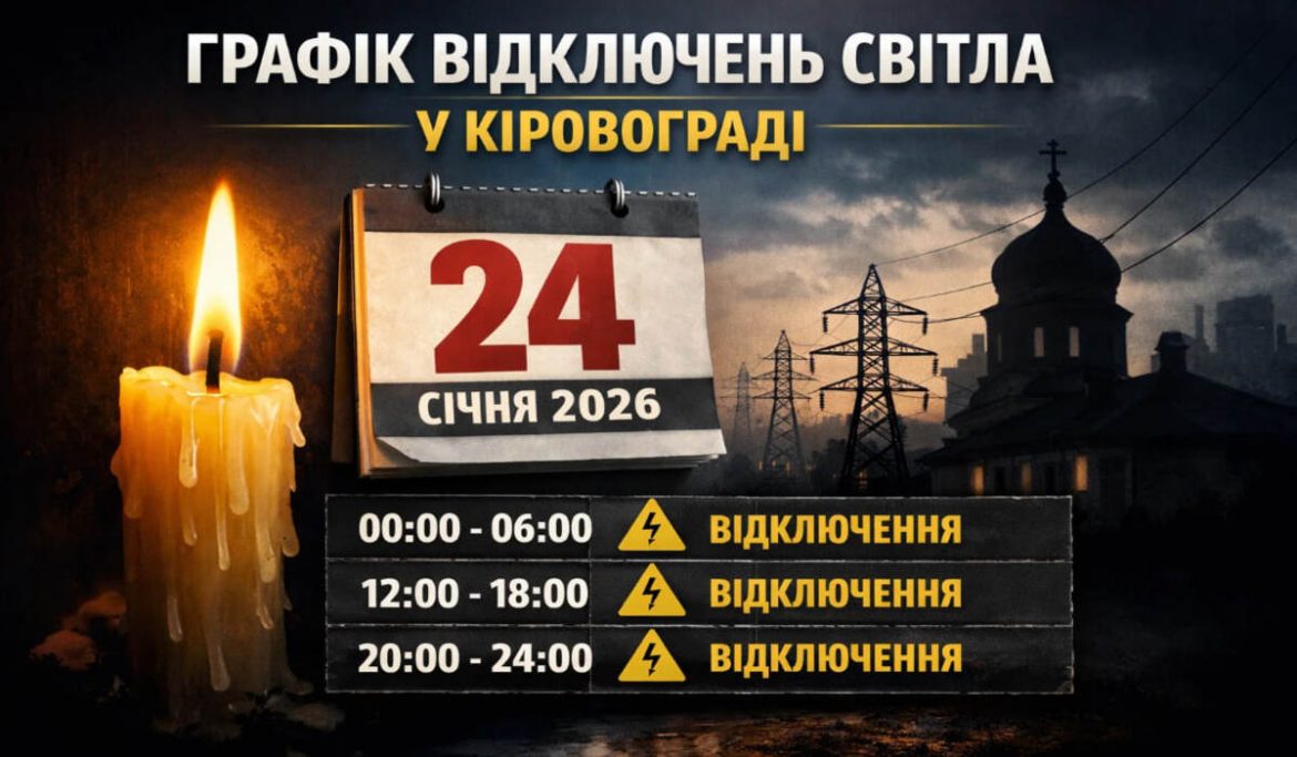 Графік відключень світла у Кіровограді на 24 січня 2026 року