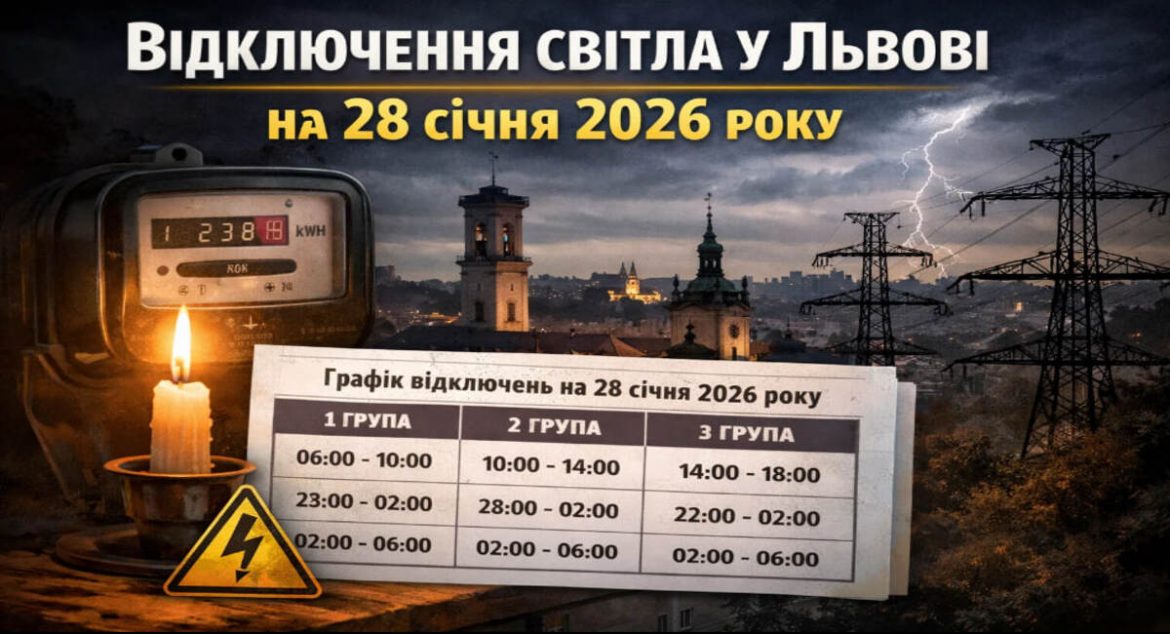 Графік відключень світла у Львові на 28 січня 2026 року