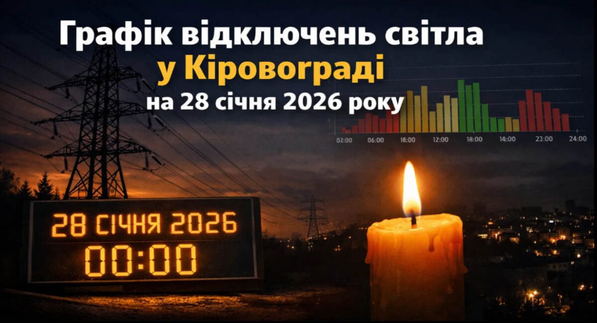 Графік відключень світла у Кіровограді на 28 січня 2026 року