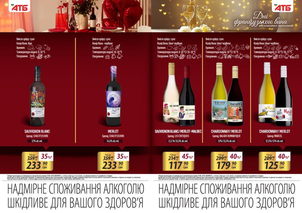 Акції АТБ на вино: топ-ціни та що вигідно купити огляд знижок 04.02–17.02