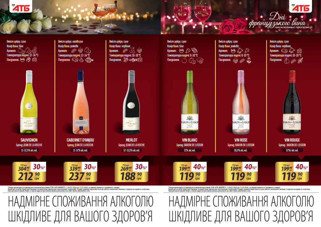 Акції АТБ на вино: топ-ціни та що вигідно купити огляд знижок 04.02–17.02
