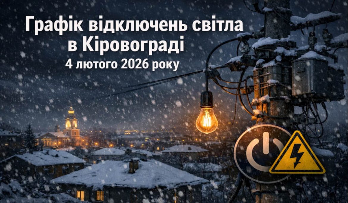 Графік відключень світла у Кіровограді на 4 лютого 2026 року