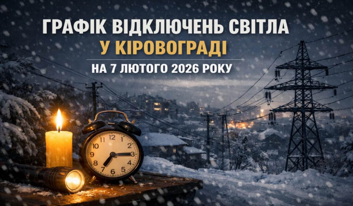 Графік відключень світла у Кіровограді на 7 лютого 2026 року