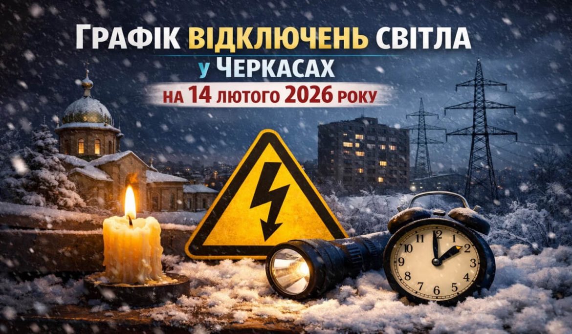 Графік відключень світла у Черкасах на 14 лютого 2026 року