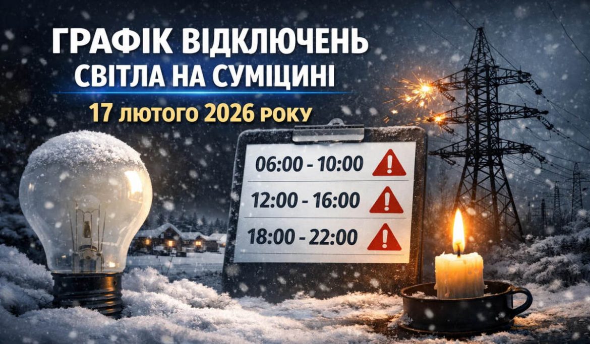 Графік відключень світла на Сумщині 17 лютого 2026 року
