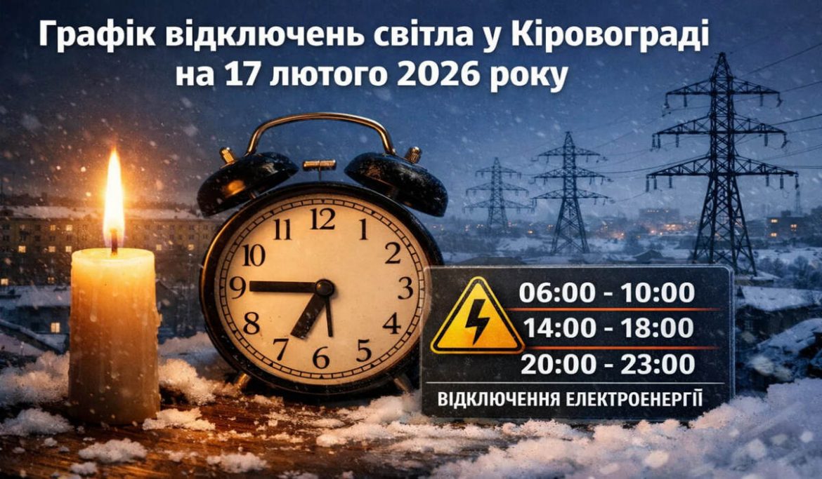 Графік відключень світла у Кіровограді на 17 лютого 2026 року