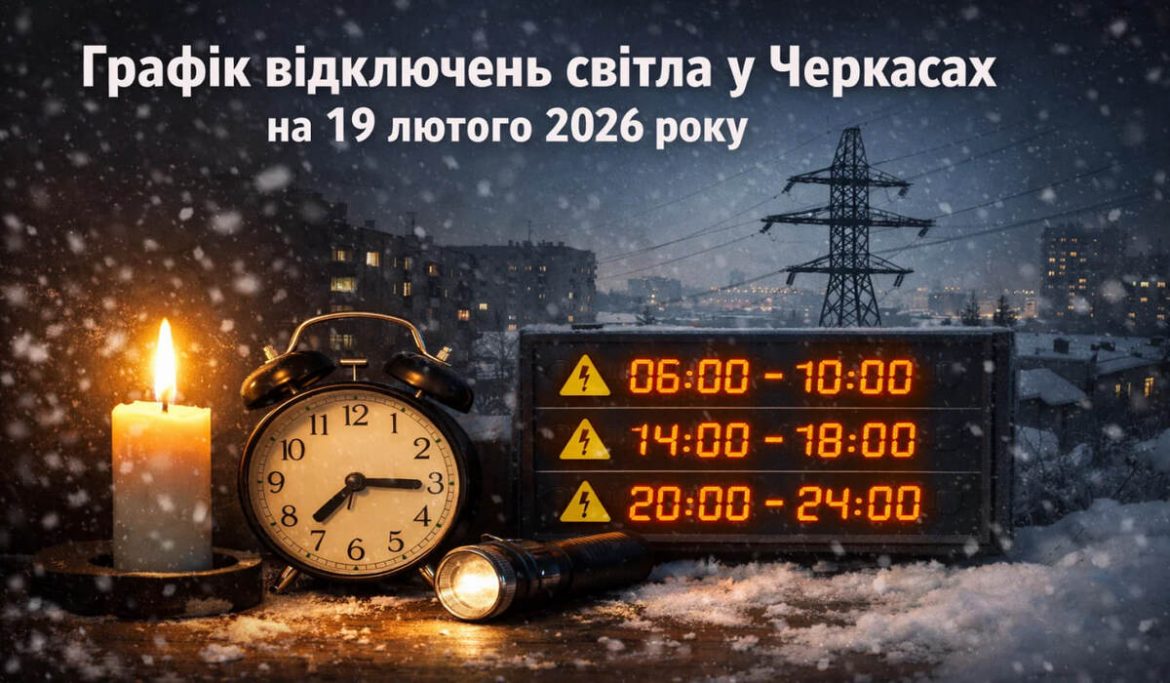 Графік відключень світла у Черкасах на 19 лютого 2026 року