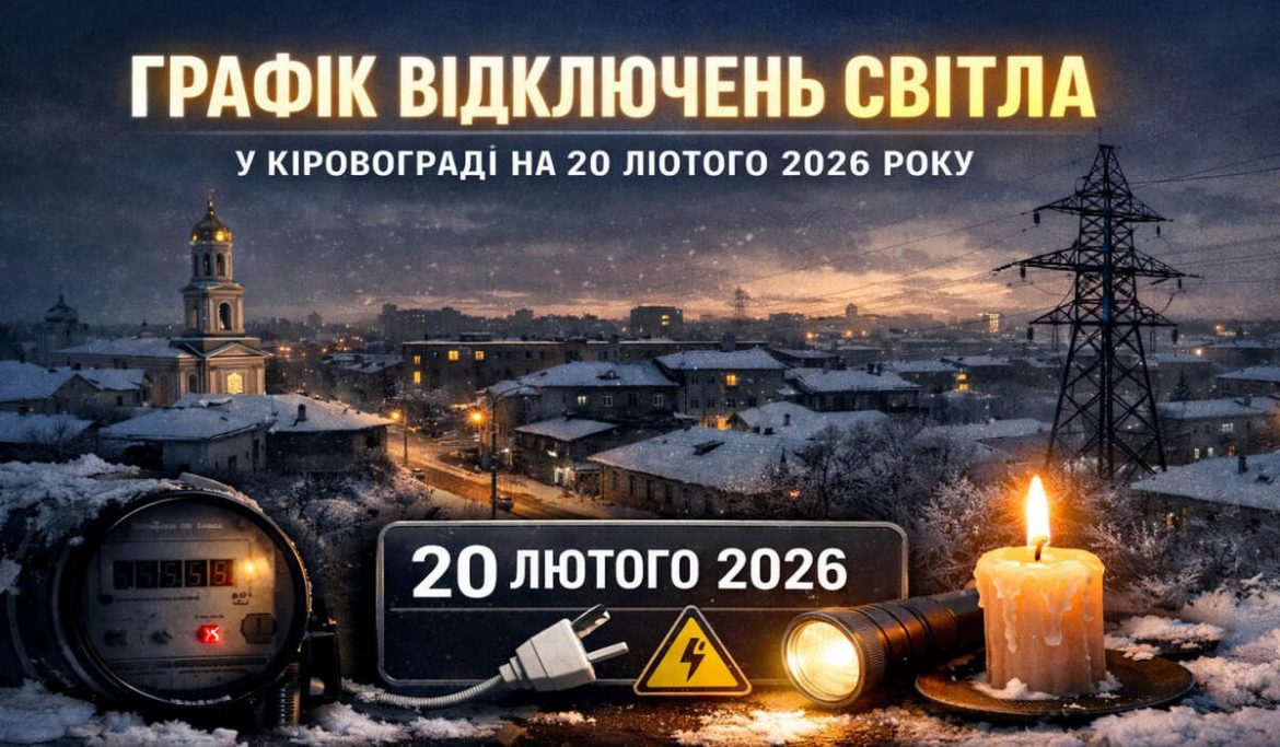 Графік відключень світла у Кіровограді на 20 лютого 2026 року