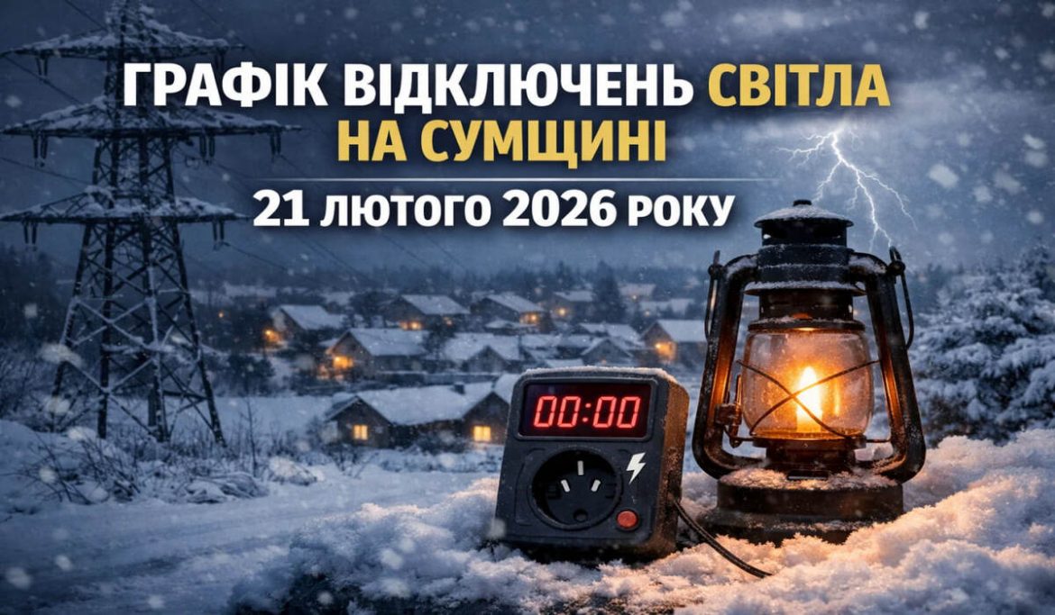 Графік відключень світла на Сумщині 21 лютого 2026 року