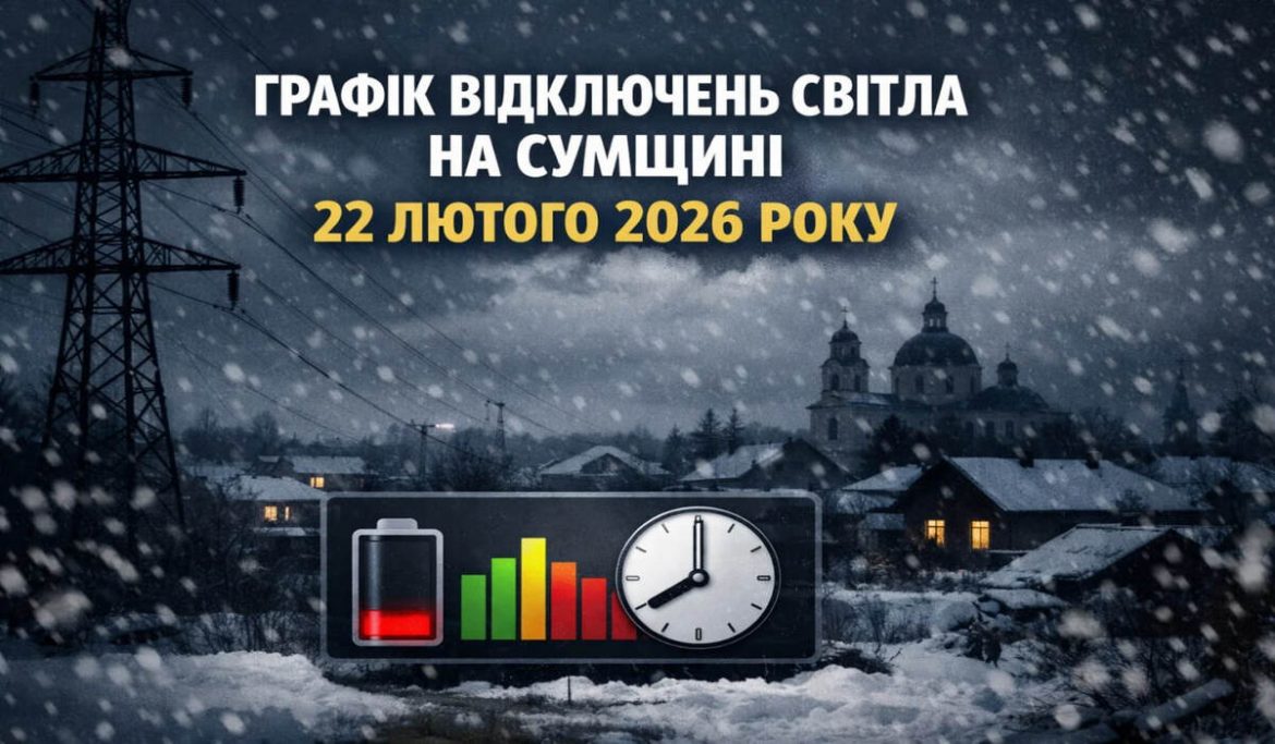 Графік відключень світла в Сумах 22 лютого 2026 року