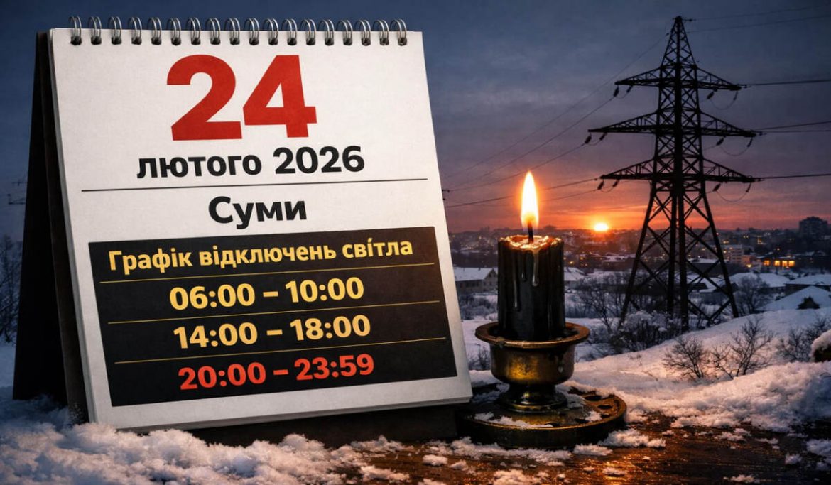 Графік відключень світла в Сумах 24 лютого 2026 року
