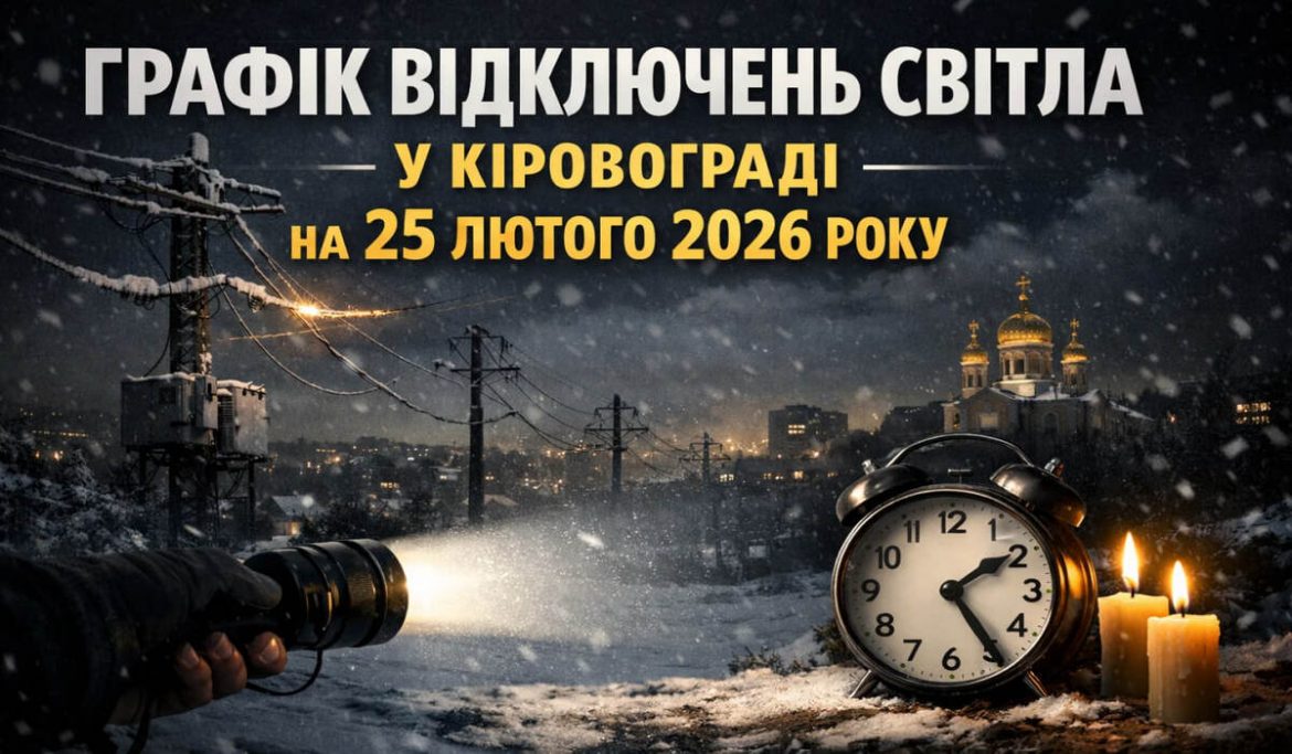 Графік відключень світла у Кіровограді на 25 лютого 2026 року