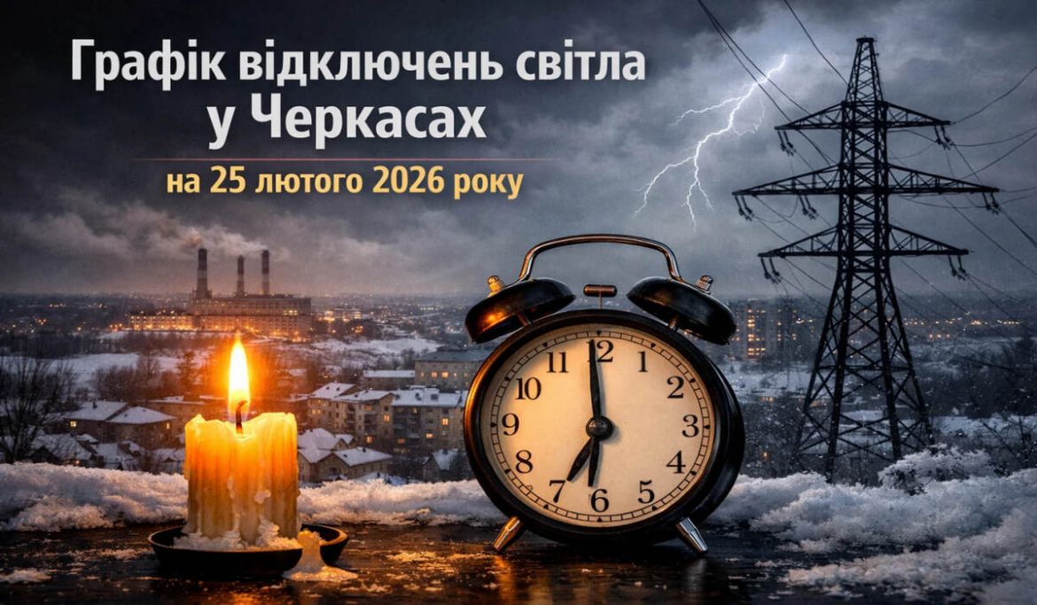 Графік відключень світла у Черкасах на 25 лютого 2026 року