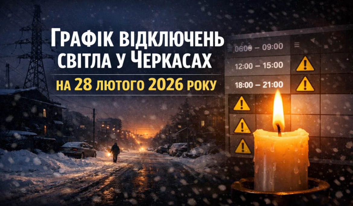 Графік відключень світла у Черкасах на 28 лютого 2026 року