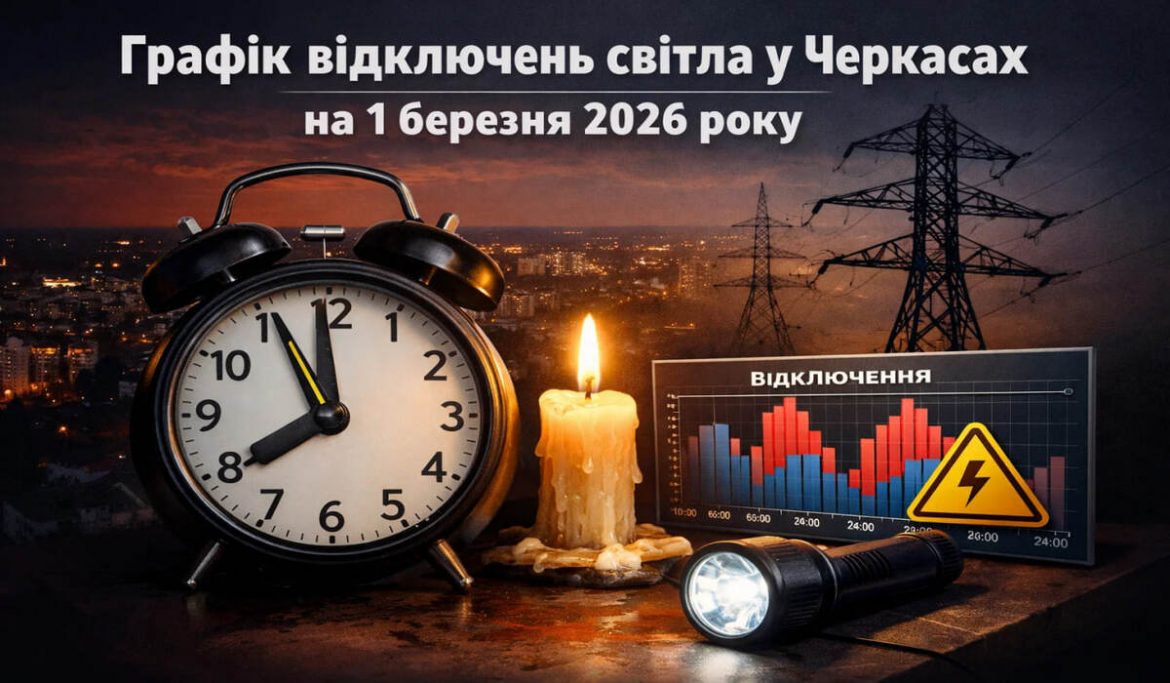 Графік відключень світла у Черкасах на 1 березня 2026 року