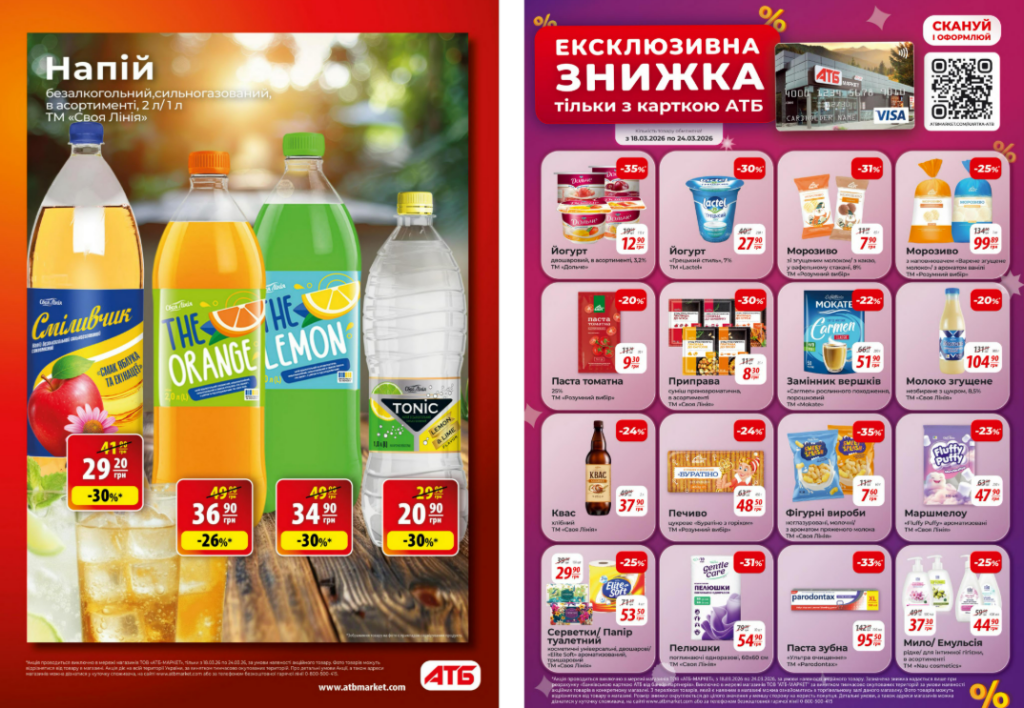 Акції в АТБ 18–24 березня 2026: вигідні ціни, акційні товари та що купити в АТБ цього тижня