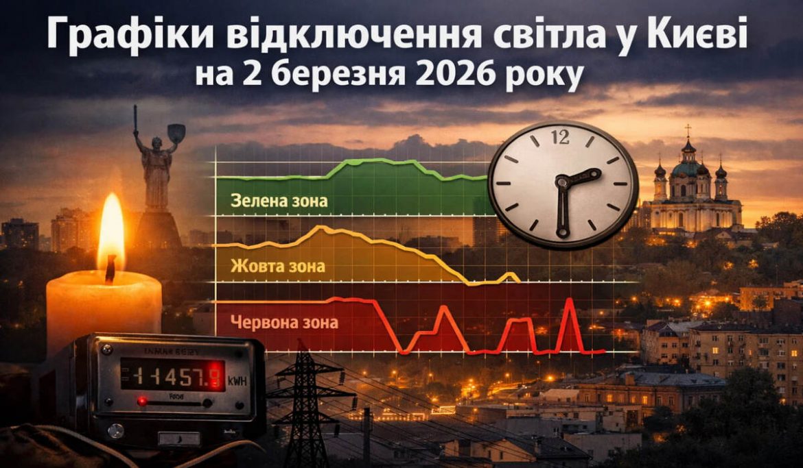 Графіки відключення світла у Києві на 2 березня 2026 року