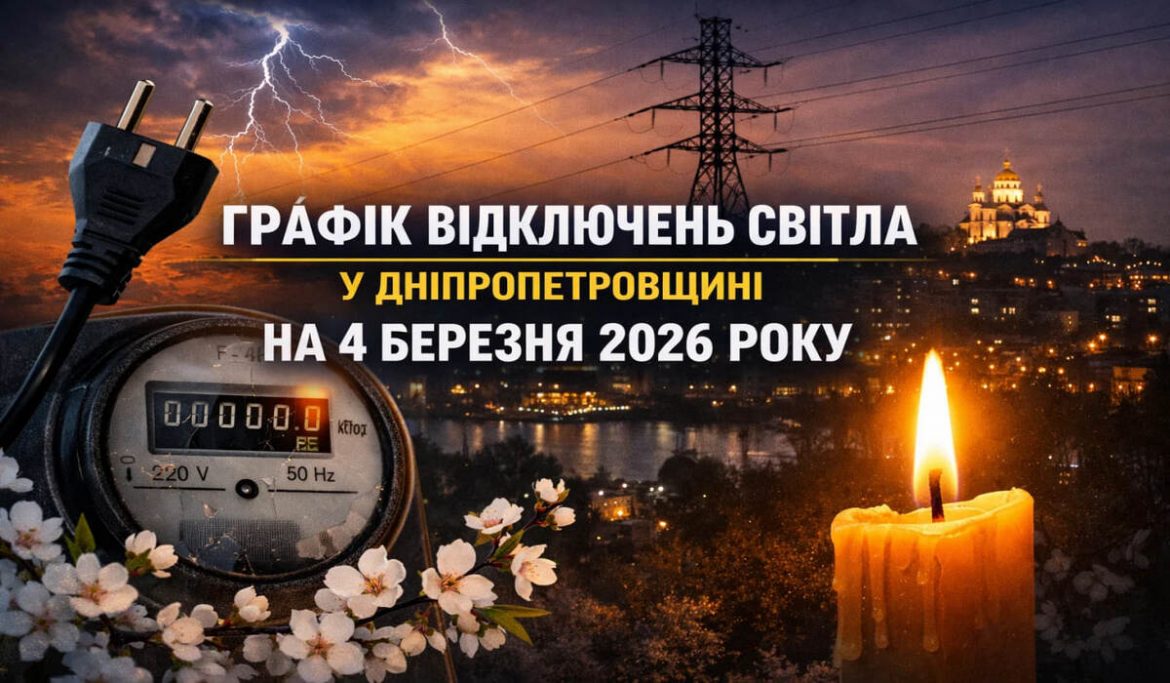 Графік відключень світла у Дніпропетровщині на 4 березня 2026 року