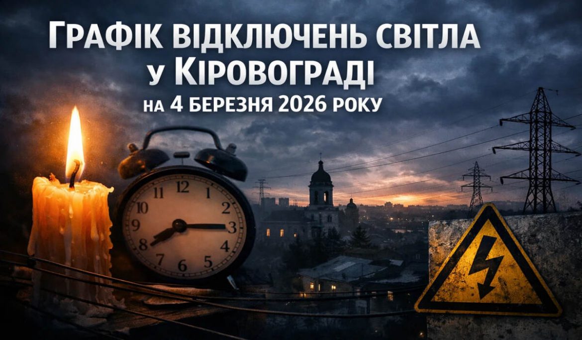 Графік відключень світла у Кіровограді на 4 березня 2026 року