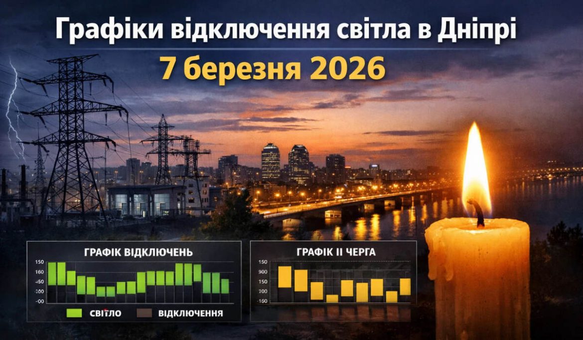 Графіки відключення світла в Дніпрі 7 березня 2026 року