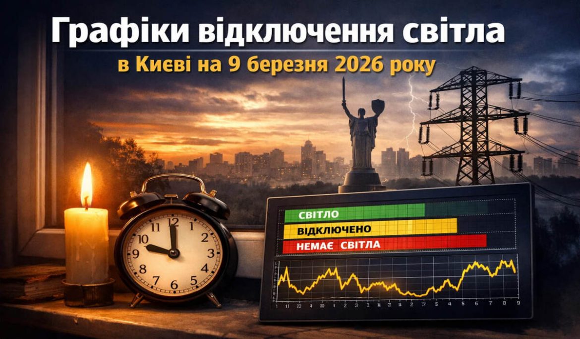 Графіки відключення світла в Києві на 9 березня 2026 року