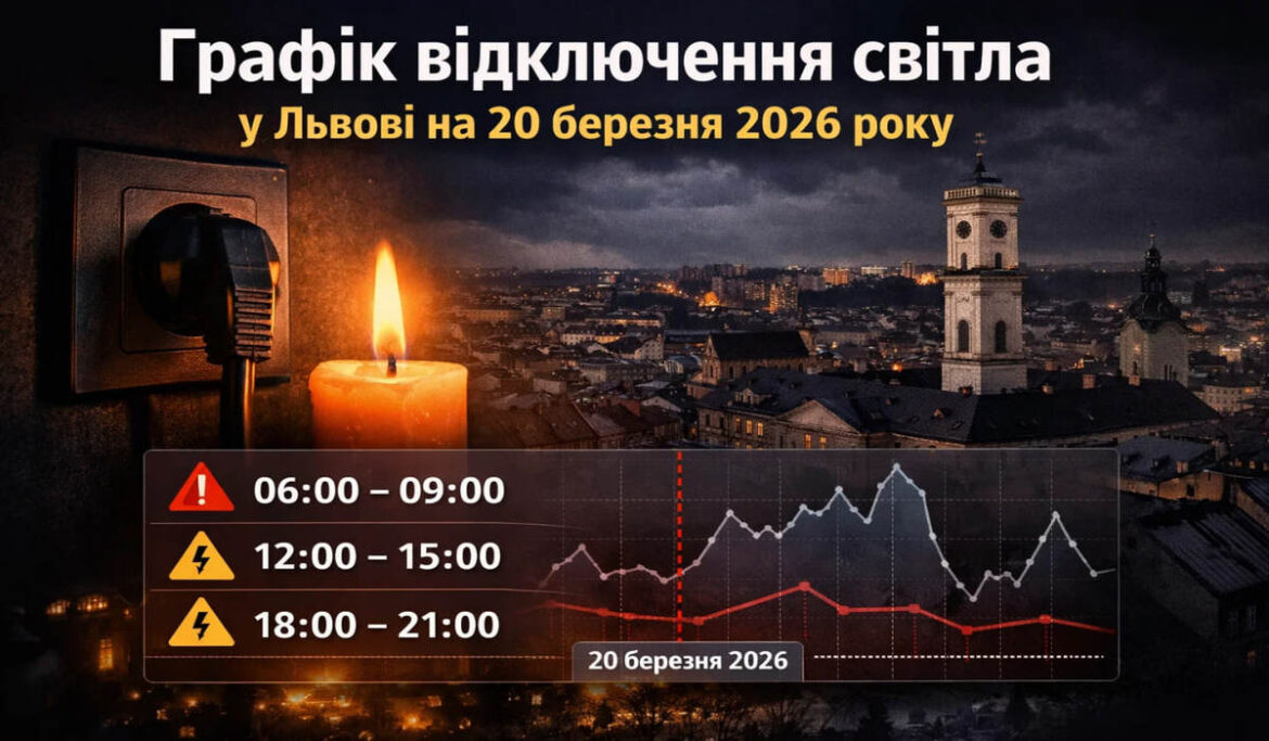 Графік відключень світла у Львові на 20 березня 2026 року