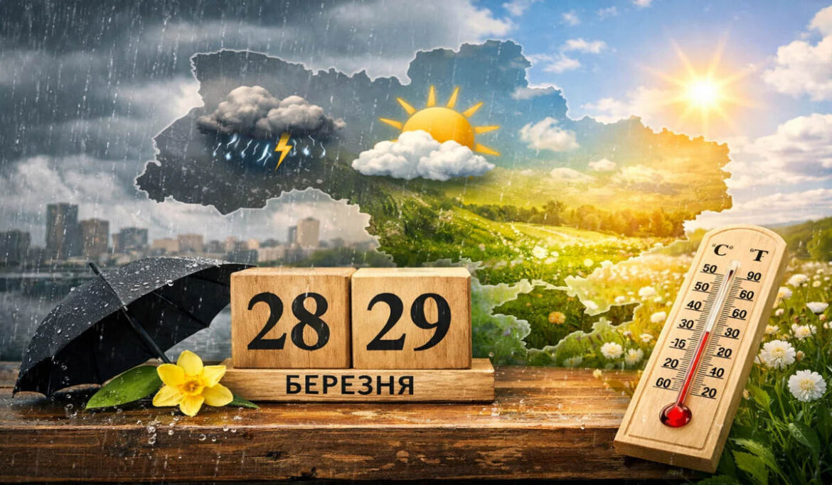 Якою буде погода в Україні 28 і 29 березня 2026: де чекати дощі, тепло та прояснення