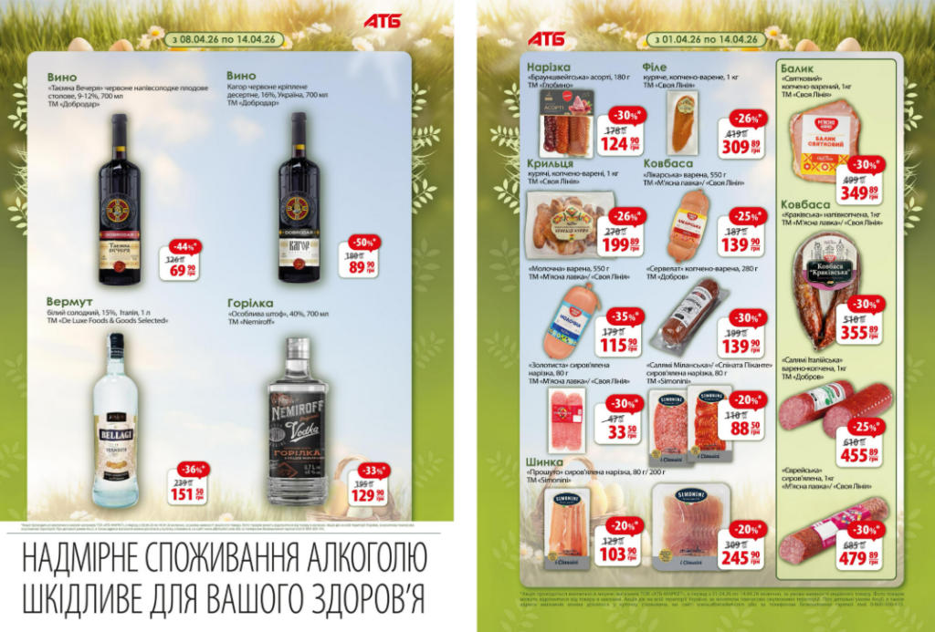 Великодні знижки в АТБ з 8 по 14 квітня: огляд цін, топ акції та найвигідніші товари для святкового кошика