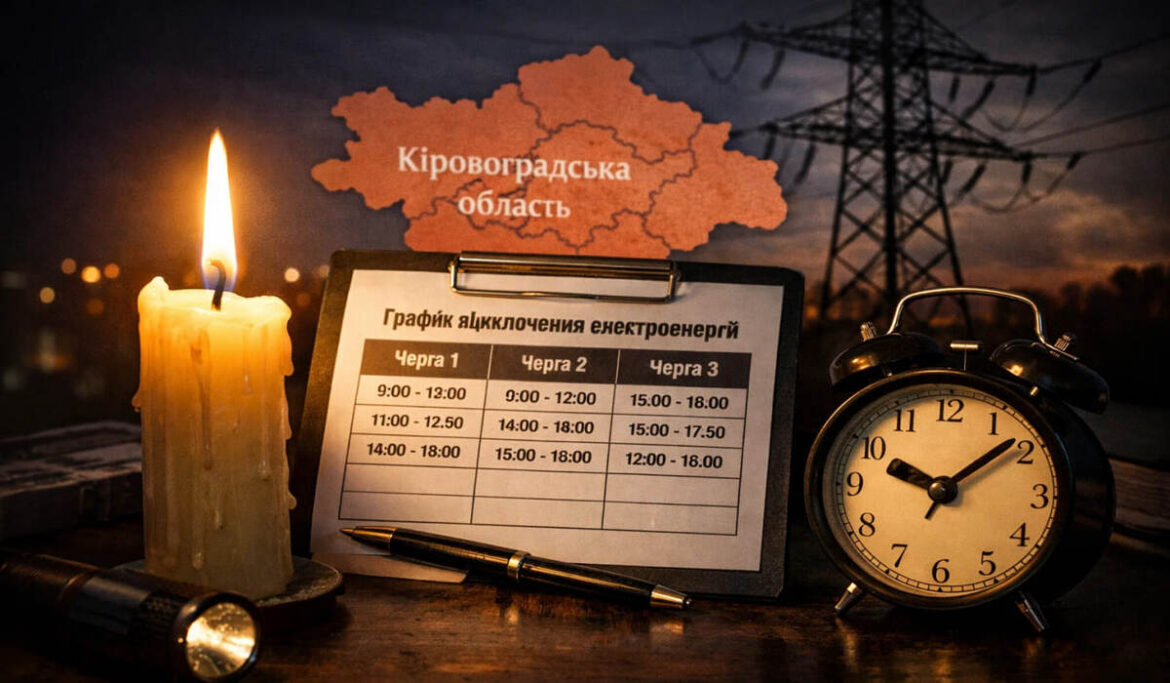 Графік відключення світла в Кіровоградській області 9 квітня: черги, години та адреси