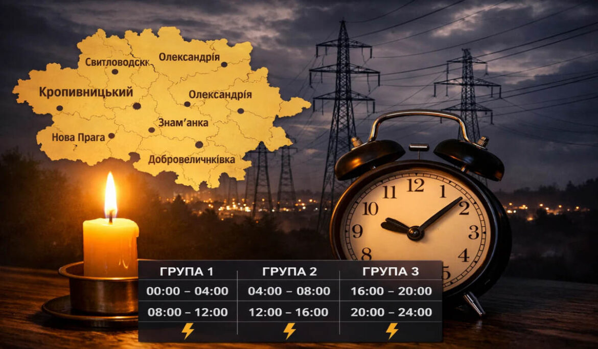 Графік відключення світла у Кіровоградській області 10 квітня: коли і для яких черг діятимуть обмеження