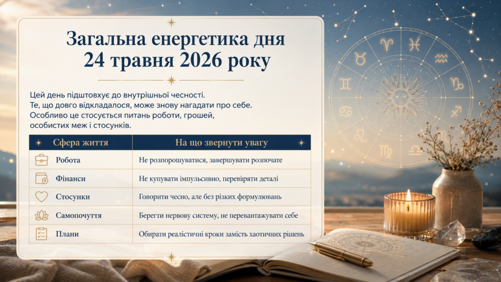 Гороскоп на 24 травня 2026 року: кому пощастить, а кому варто бути обережним