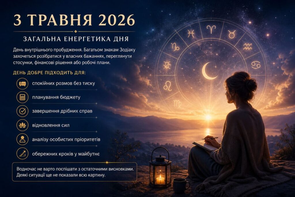 Гороскоп на 3 травня 2026 року для всіх знаків Зодіаку: кому день принесе важливі підказки інтуїції