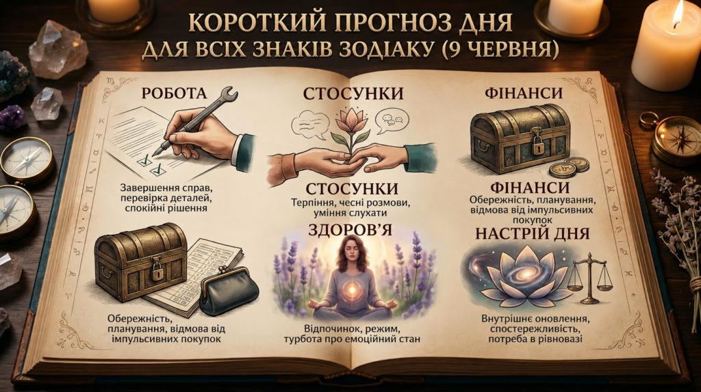 Гороскоп на 9 червня 2026 року: що чекає всі знаки зодіаку у вівторок